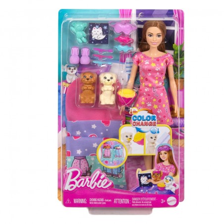 BARBIE DOLL PAJAMA PARTY WITH PUPPIES